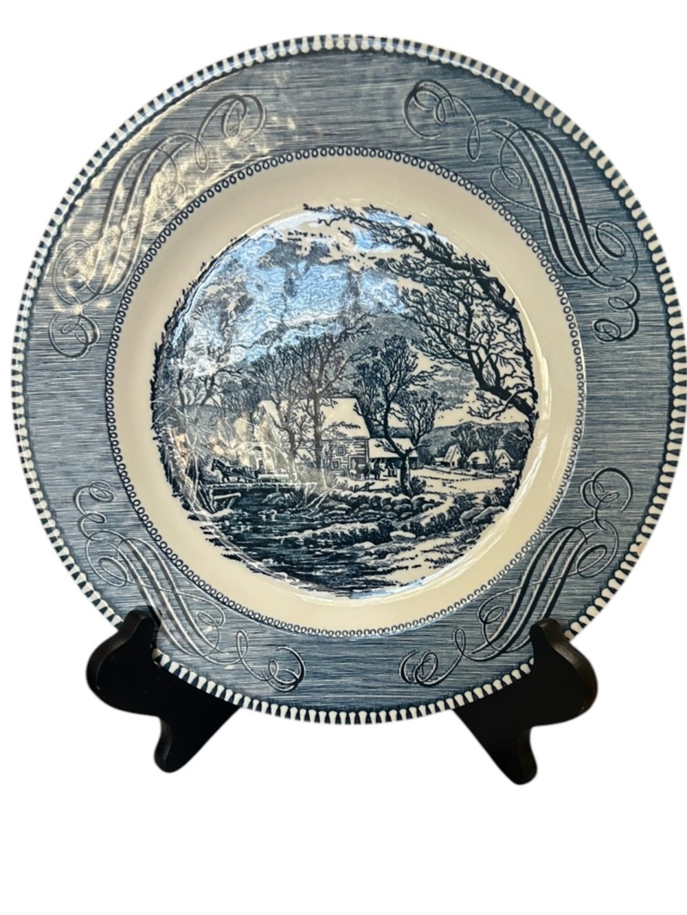 vintage MCM Currier & Ives "Old Grist Mill" 6 dinner plates